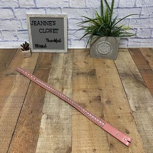 DDD 3D Pink Leather Belt Studded Rhinetsone Western Cowgirl‎ Youth 24 No Buckle
